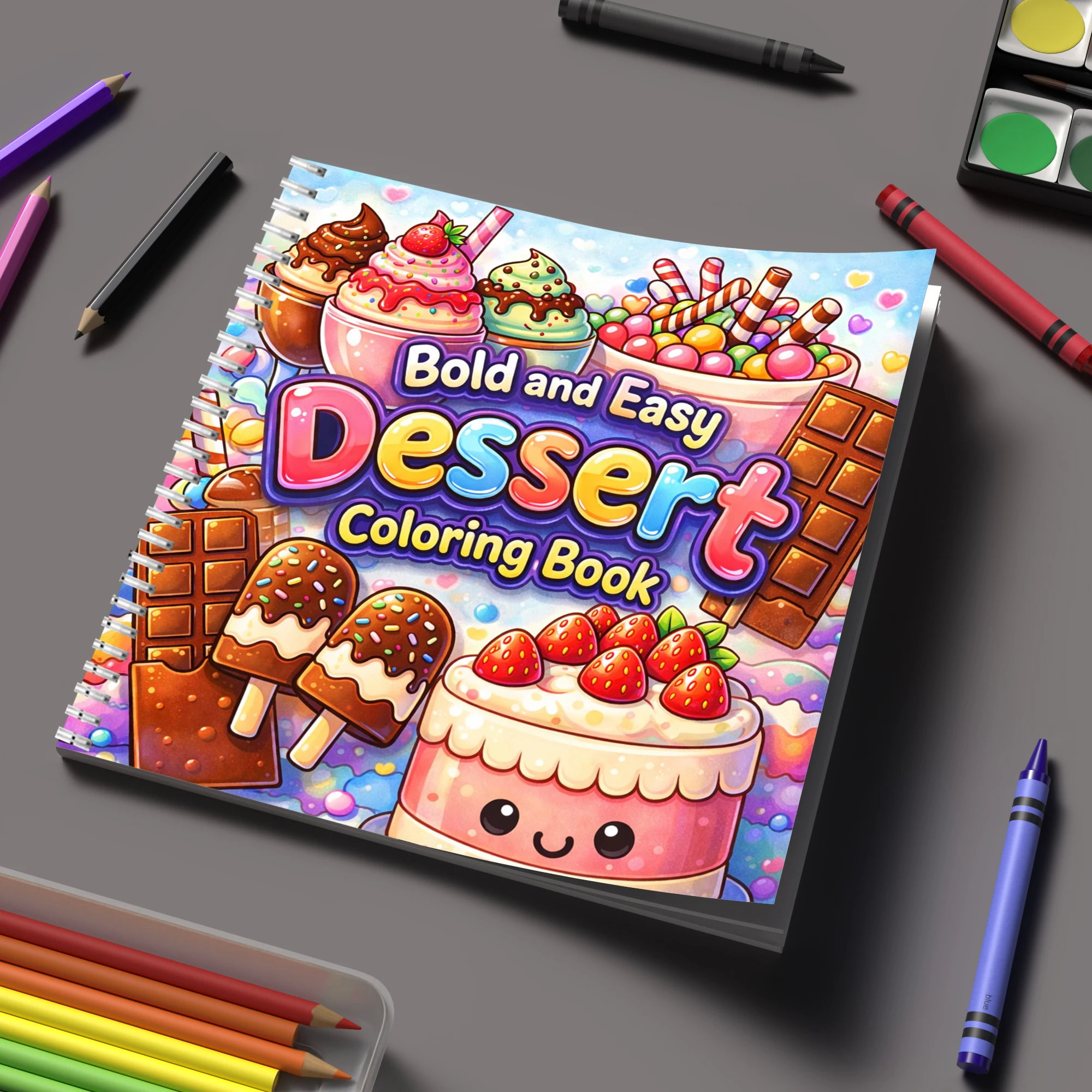 Food And Snacks Coloring Book - Yetişkinler için Boyama Kitabı Kolay Tatlı