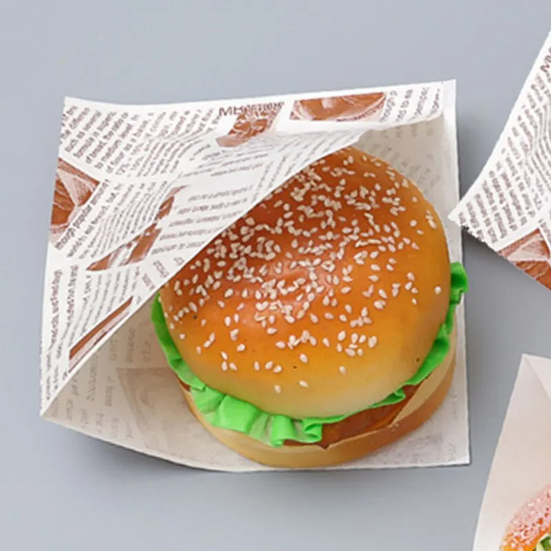 Food Day Snacks - 100 adet Kraft Kağıt Burger Poşeti,