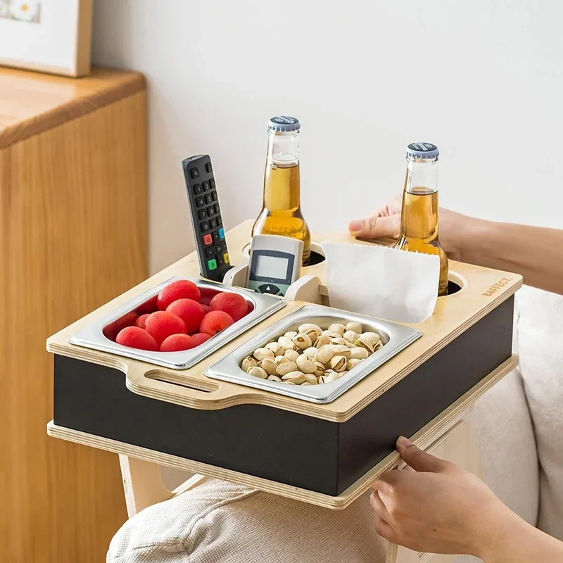 Food Drink Snacks - Dikdörtgen Bambu Tepsi Masaüstü Uzaktan Kumanda