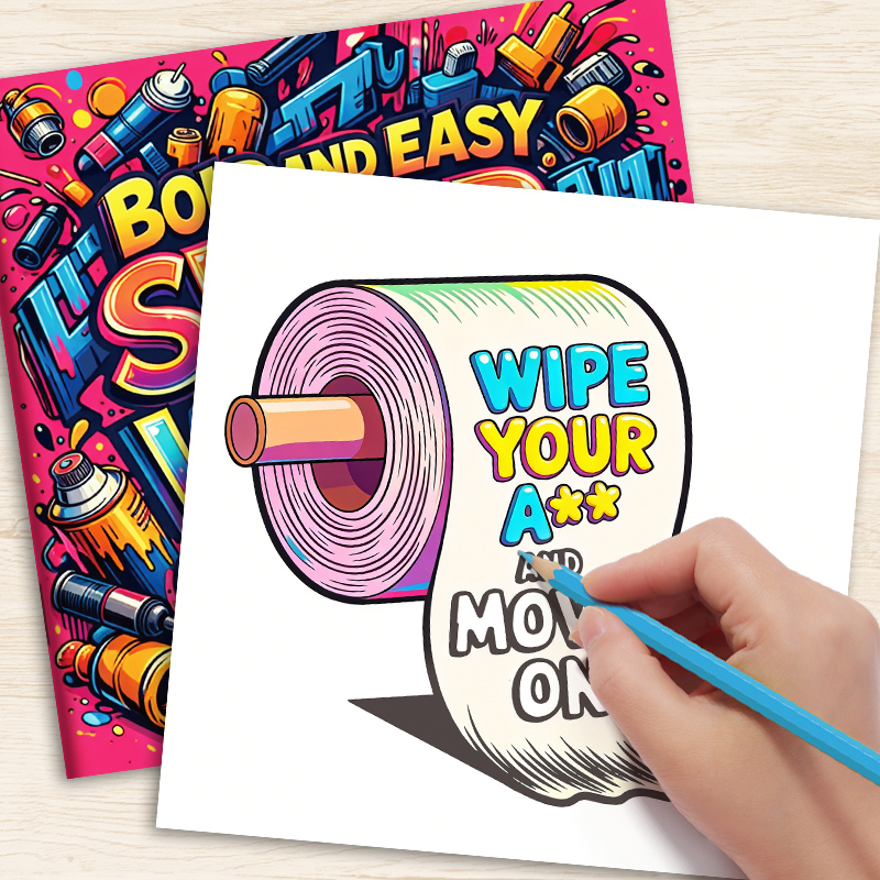 Food And Snacks Coloring Book - Yetişkinler için Stres Giderici Kötü Sözlerle