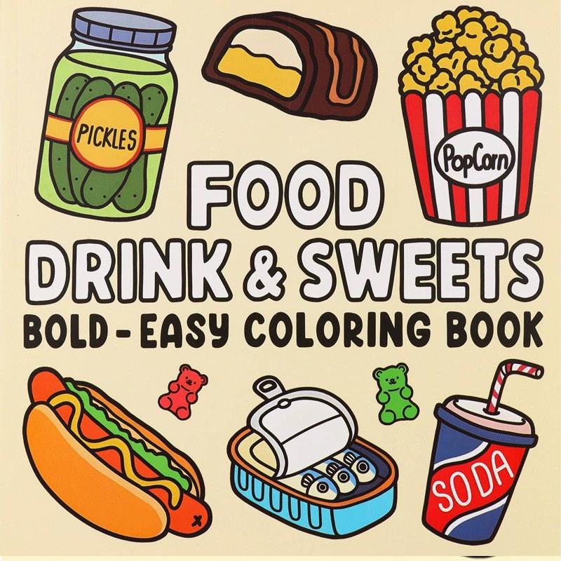Food And Snacks Coloring Book - Yiyecekler İçecekler Tatlılar Yetişkinler ve Çocuklar
