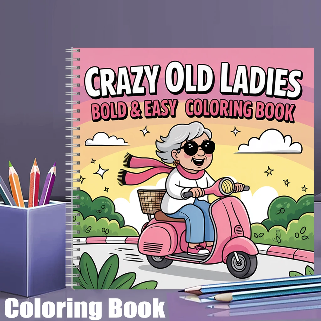 Food And Snacks Coloring Book - Yetişkinler İçin Çılgın Yaşlı Bayanlar Boyama