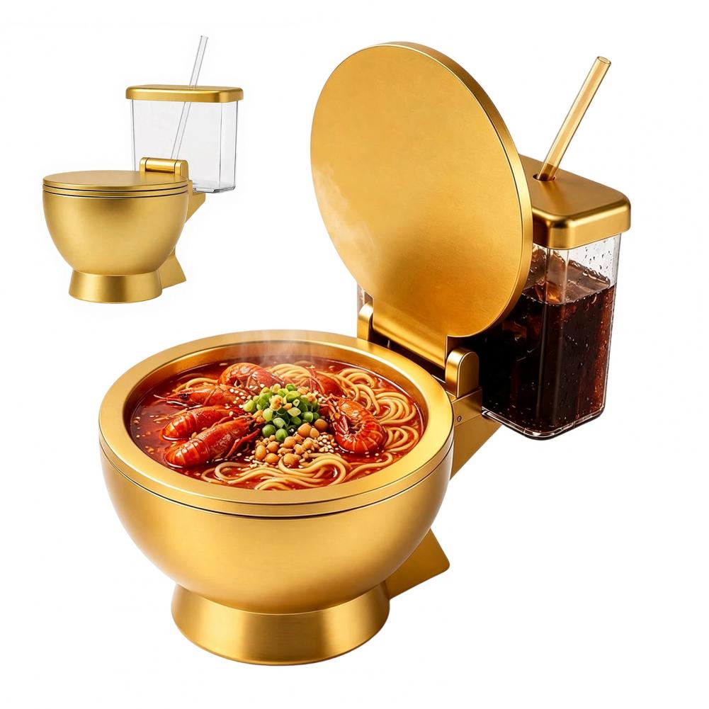Food Drink Snacks - Tuvalet Şeklinde Ramen Kase Seti, Dahili