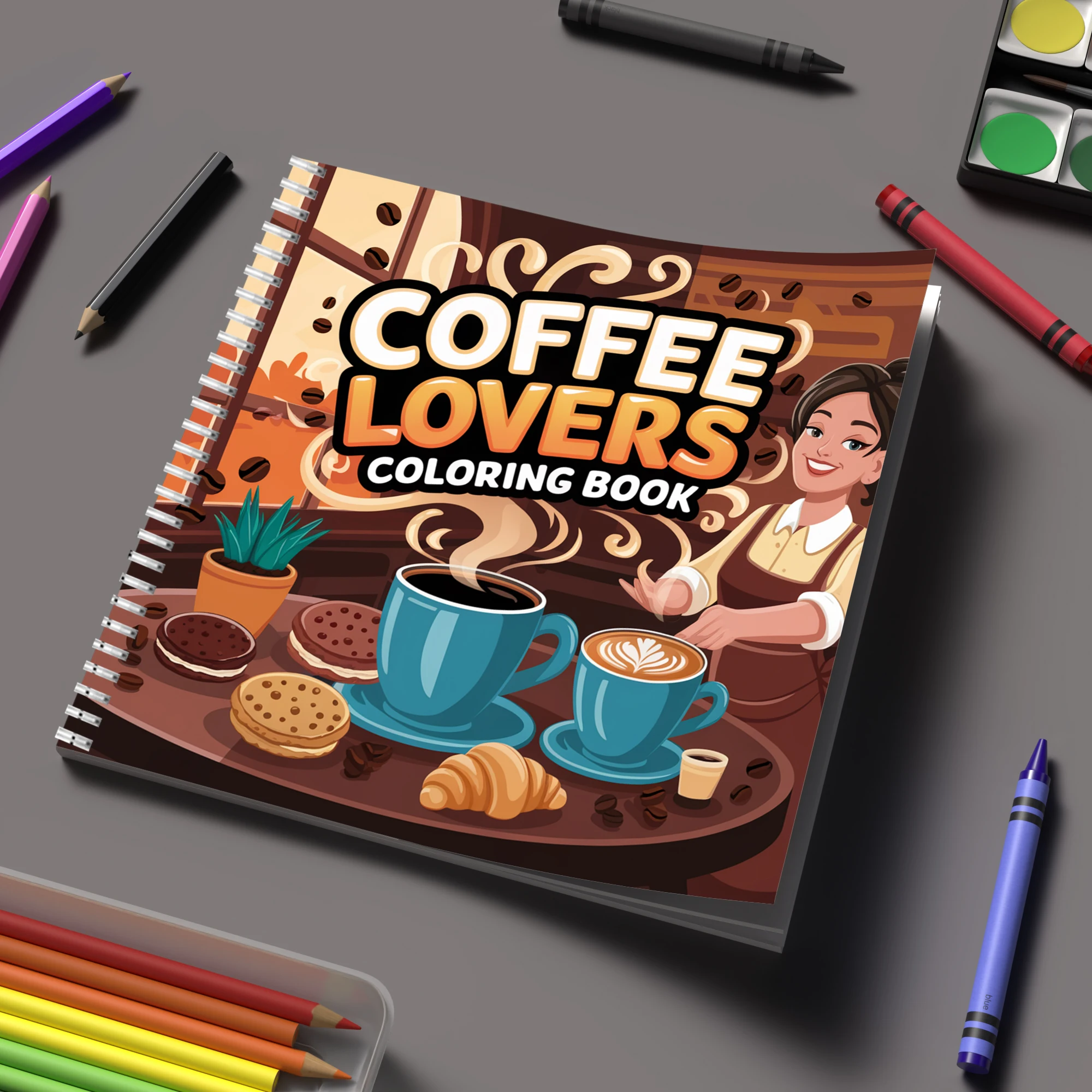 Food And Snacks Coloring Book - Yetişkinler için Boyama Kitabı Kahve Severler