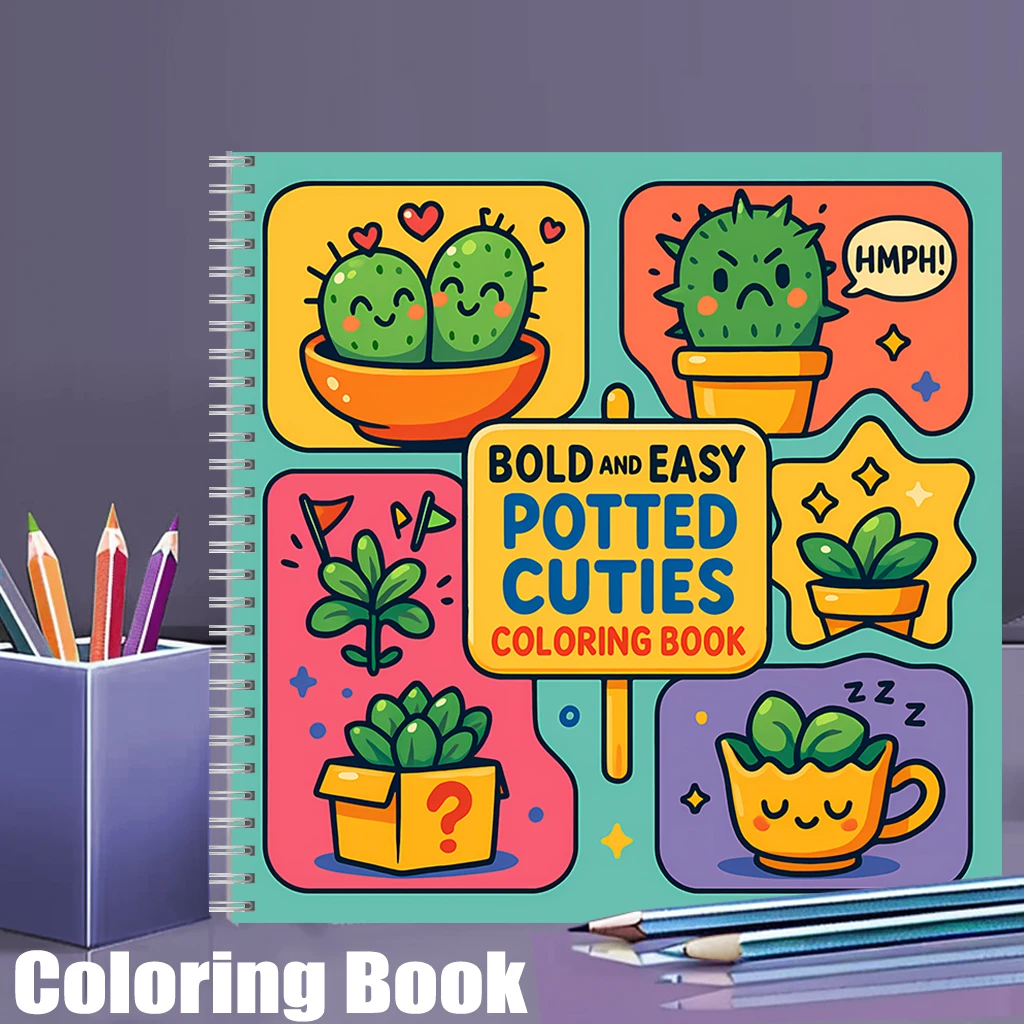 Food And Snacks Coloring Book - Yetişkinler İçin Kolay Saksı Çiçekleri Boyama