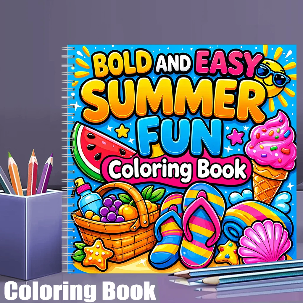 Food And Snacks Coloring Book - Yetişkinler için Yaz Eğlencesi Boyama Kitabı,